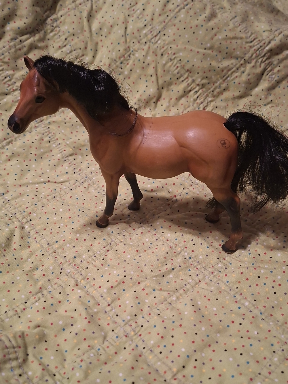Toy Horse Figurine with Black Mane & Tail